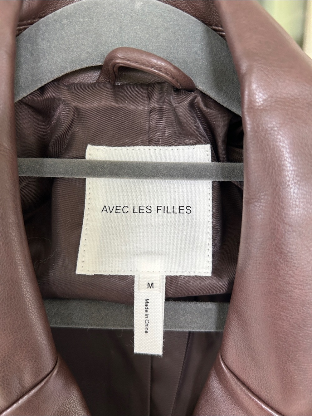 Avec Les Filles Chocolate Brown FAUX Leather Trench Coat NWT - Picture 2 of 11